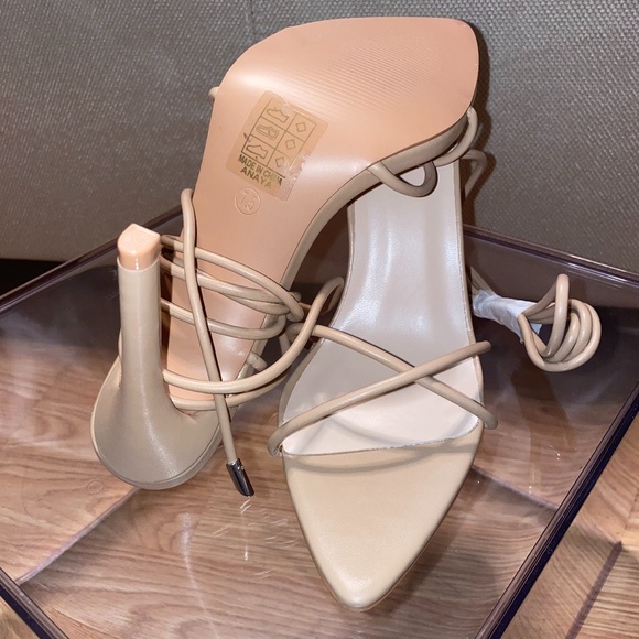Nude Lace-Up Heels - Picture 4 of 6